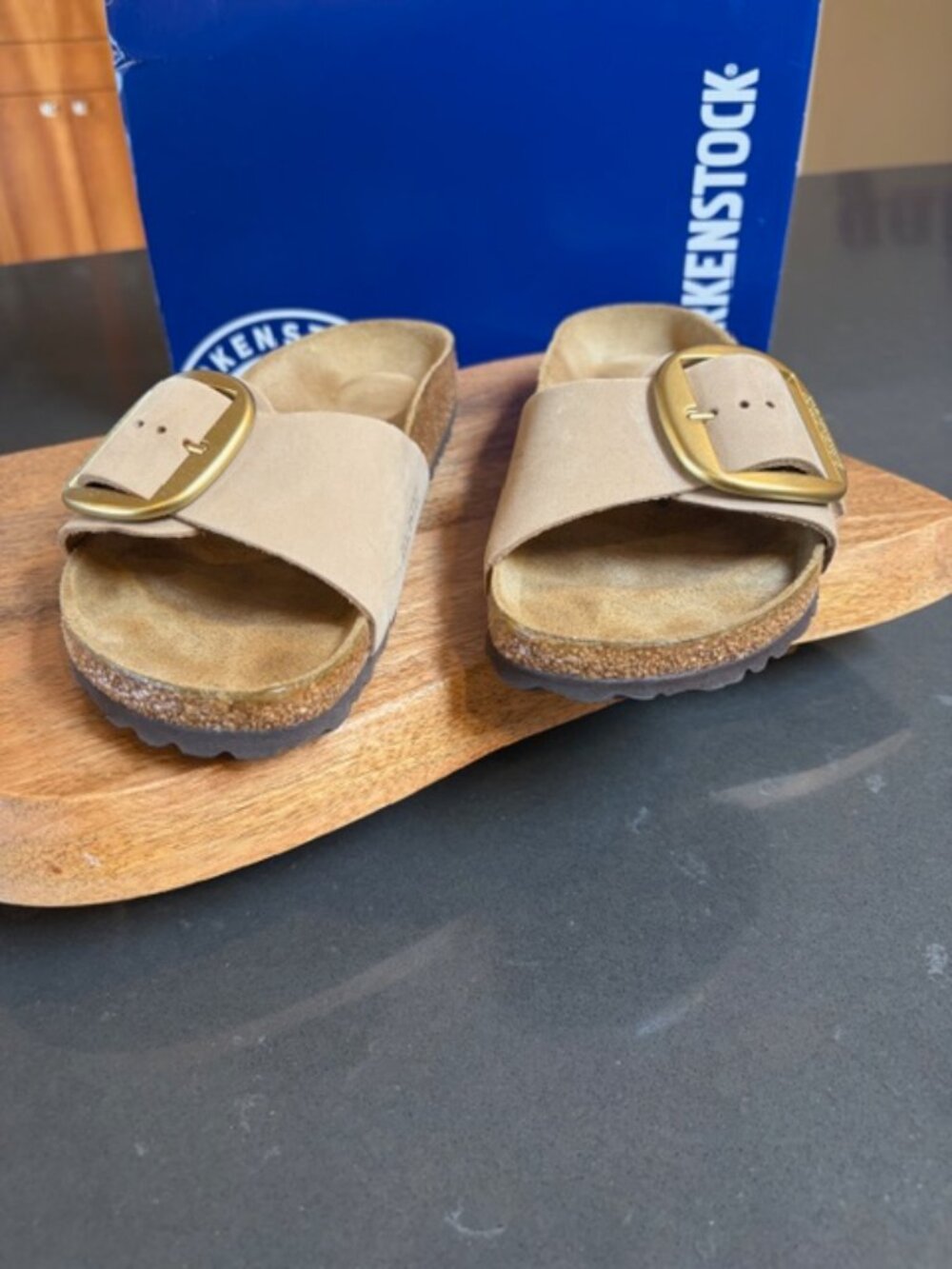 BIRKENSTOCK Madrid Big Buckle Slide Sandal (Women) Sandstone Size 39 - Picture 8 of 13